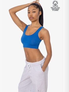 Blue Cotton Scoop Neck Bralette